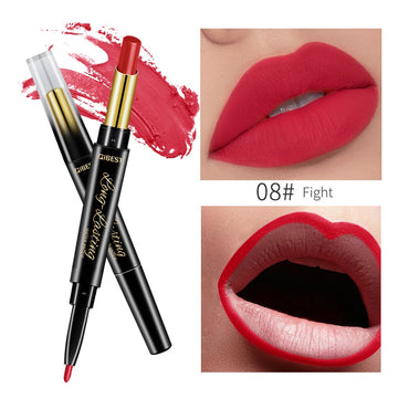 QIBEST 2 In 1 Lipstick Pen Lip Liner Lipstick Pencil Lip Makeup Women Cosmetics Long Lasting Waterproof Matte Lip Pencil For Lip