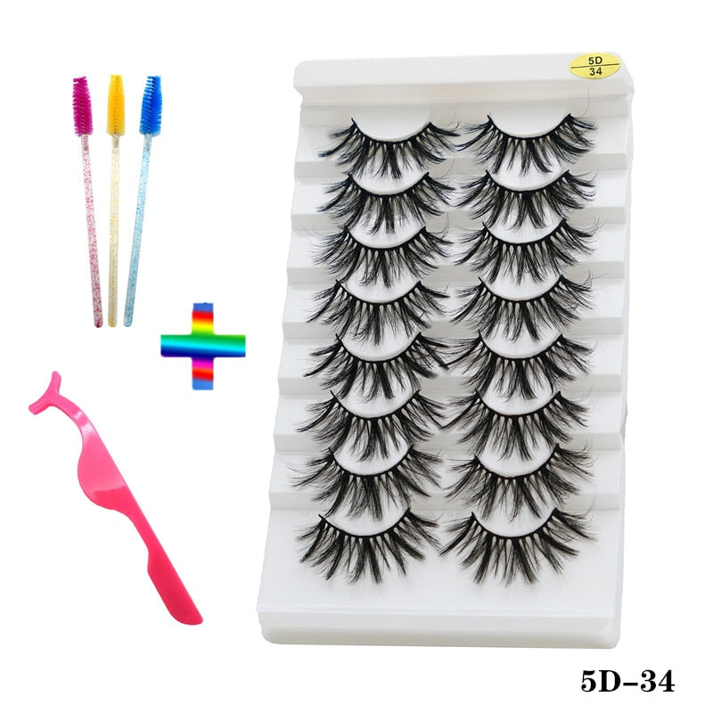 8 pairs of handmade mink eyelashes 5D eyelashes thick multilayer soft eyelashes natural eyelash extension extension makeup