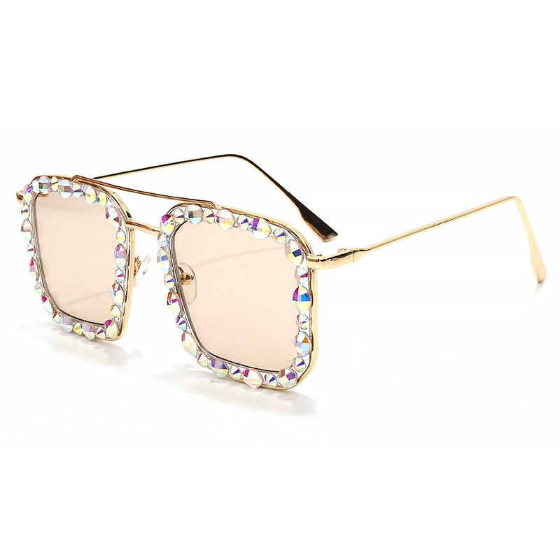 Oversized Square Diamond Sunglasses Women 2020 Colorful Luxury Crystal Punk Sunglasses Ladies Eyewear Fashion Rhinestone okulary