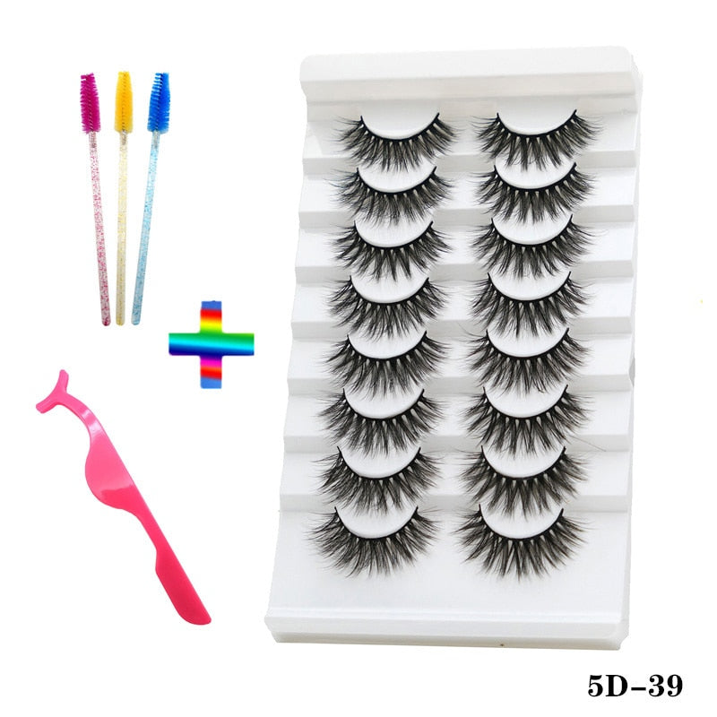 8 pairs of handmade mink eyelashes 5D eyelashes thick multilayer soft eyelashes natural eyelash extension extension makeup