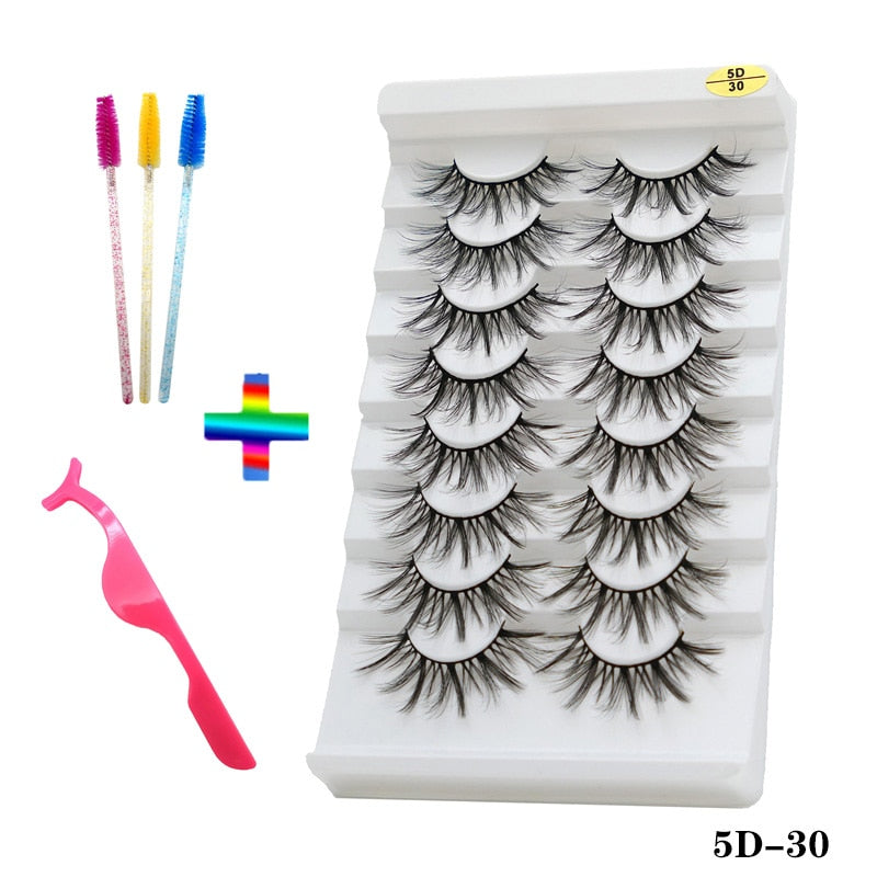 8 pairs of handmade mink eyelashes 5D eyelashes thick multilayer soft eyelashes natural eyelash extension extension makeup