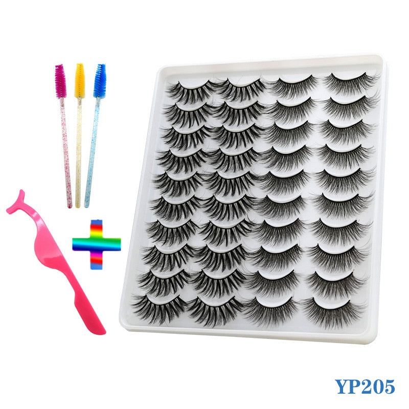 10/20 Pairs of Handmade False Eyelashes Naturally Soft Eyelashes Enlarged Eyes 3D Mink Eyelash Brush Makeup Eyelash Tool