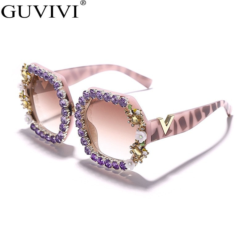 Women's New Round Diamond Sunglasses Retro Luxury Rhinestone Eyeglasses Luxury Brand Designer Eyewear Sunshade Too Glasses UV400