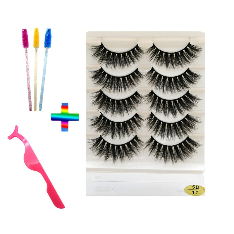 8 pairs of handmade mink eyelashes 5D eyelashes thick multilayer soft eyelashes natural eyelash extension extension makeup