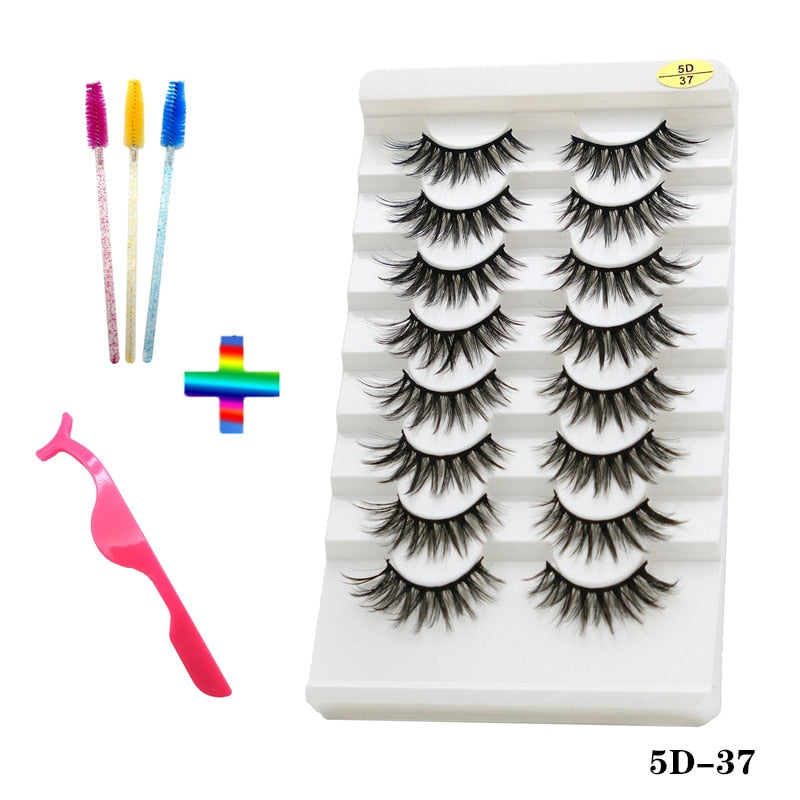 8 pairs of handmade mink eyelashes 5D eyelashes thick multilayer soft eyelashes natural eyelash extension extension makeup