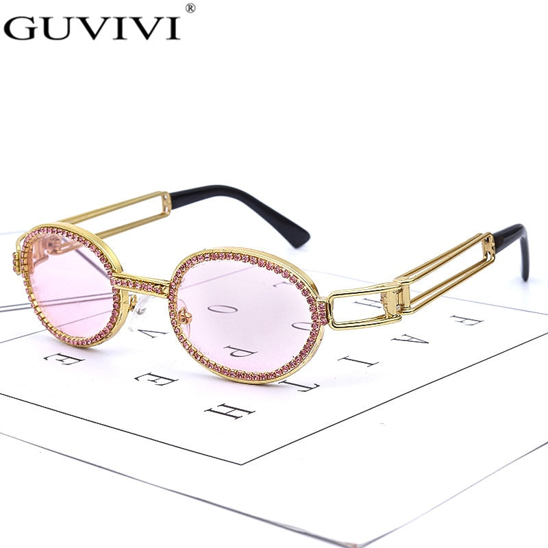 Colorful Small Round Rhinestone Sunglasses Women Steampunk Diamond Sun Glasses Classic Eyeglasses Men Clear Lens Vintage Shades