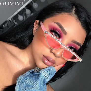 Cat Eye Sunglasses Women 2020 Luxury Diamond Sunglasses Men Small Glasses Ladies Vintage Rhinestone Sunglasses Retro Female