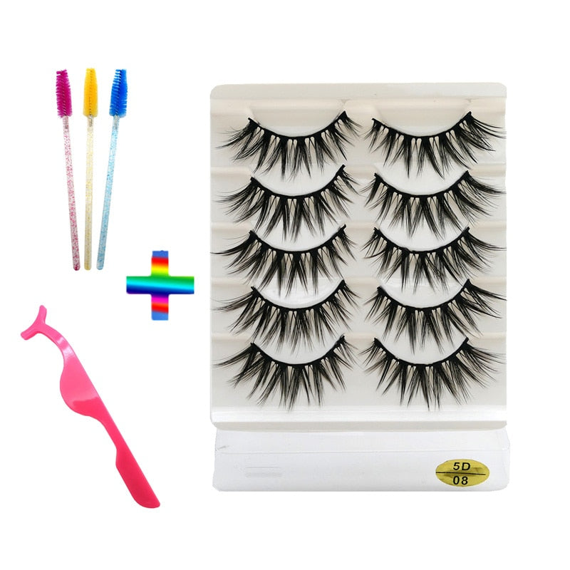 8 pairs of handmade mink eyelashes 5D eyelashes thick multilayer soft eyelashes natural eyelash extension extension makeup