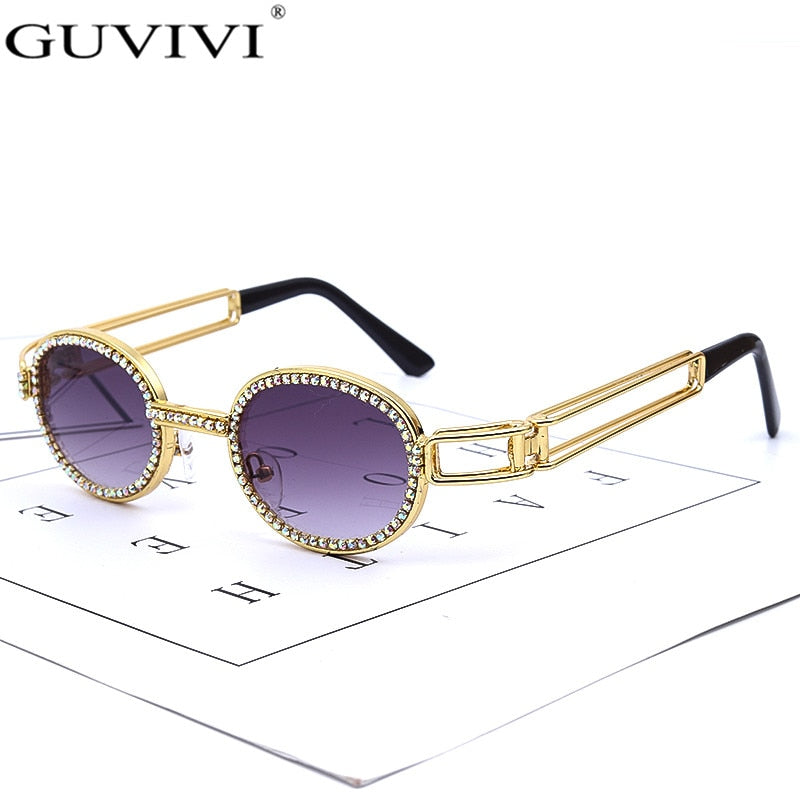 Colorful Small Round Rhinestone Sunglasses Women Steampunk Diamond Sun Glasses Classic Eyeglasses Men Clear Lens Vintage Shades