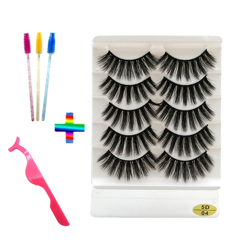 8 pairs of handmade mink eyelashes 5D eyelashes thick multilayer soft eyelashes natural eyelash extension extension makeup