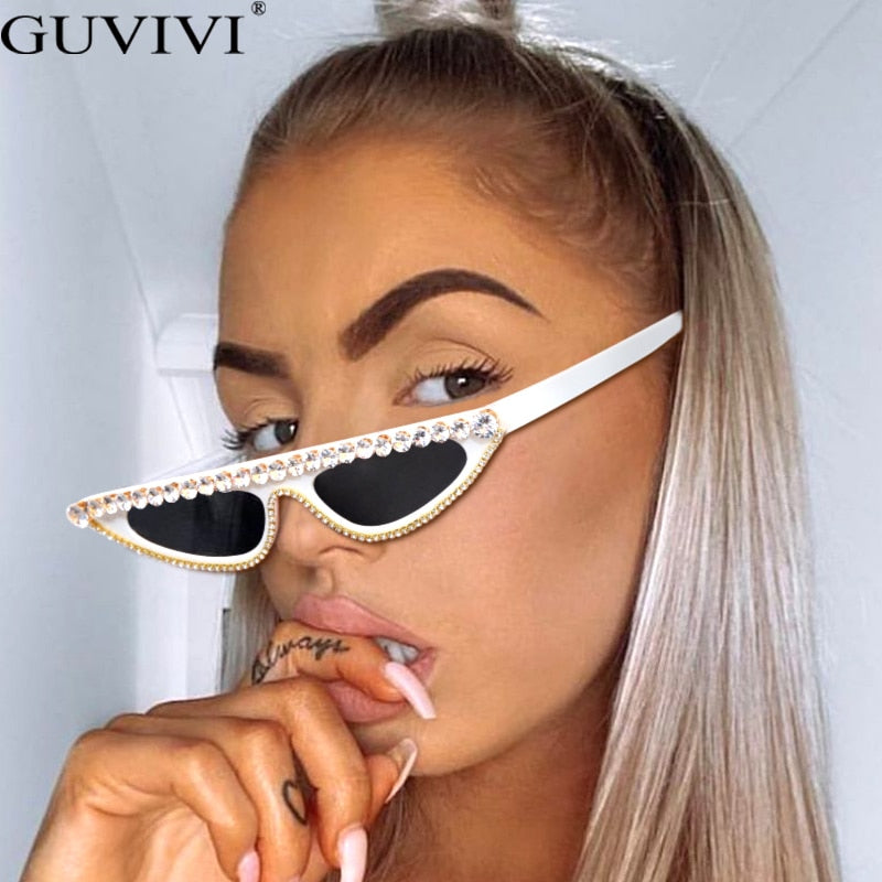 Cat Eye Sunglasses Women 2020 Luxury Diamond Sunglasses Men Small Glasses Ladies Vintage Rhinestone Sunglasses Retro Female