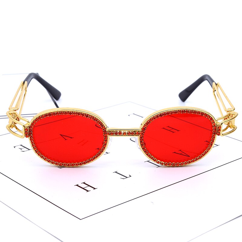 Colorful Small Round Rhinestone Sunglasses Women Steampunk Diamond Sun Glasses Classic Eyeglasses Men Clear Lens Vintage Shades