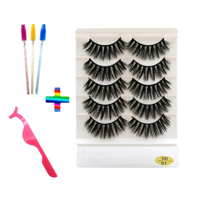 8 pairs of handmade mink eyelashes 5D eyelashes thick multilayer soft eyelashes natural eyelash extension extension makeup