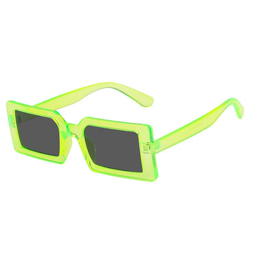 SHAUNA Ins Popular Retro Fluorescent Green Rectangle Sunglasses UV400