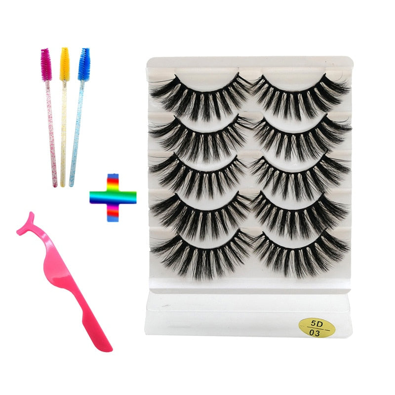 8 pairs of handmade mink eyelashes 5D eyelashes thick multilayer soft eyelashes natural eyelash extension extension makeup