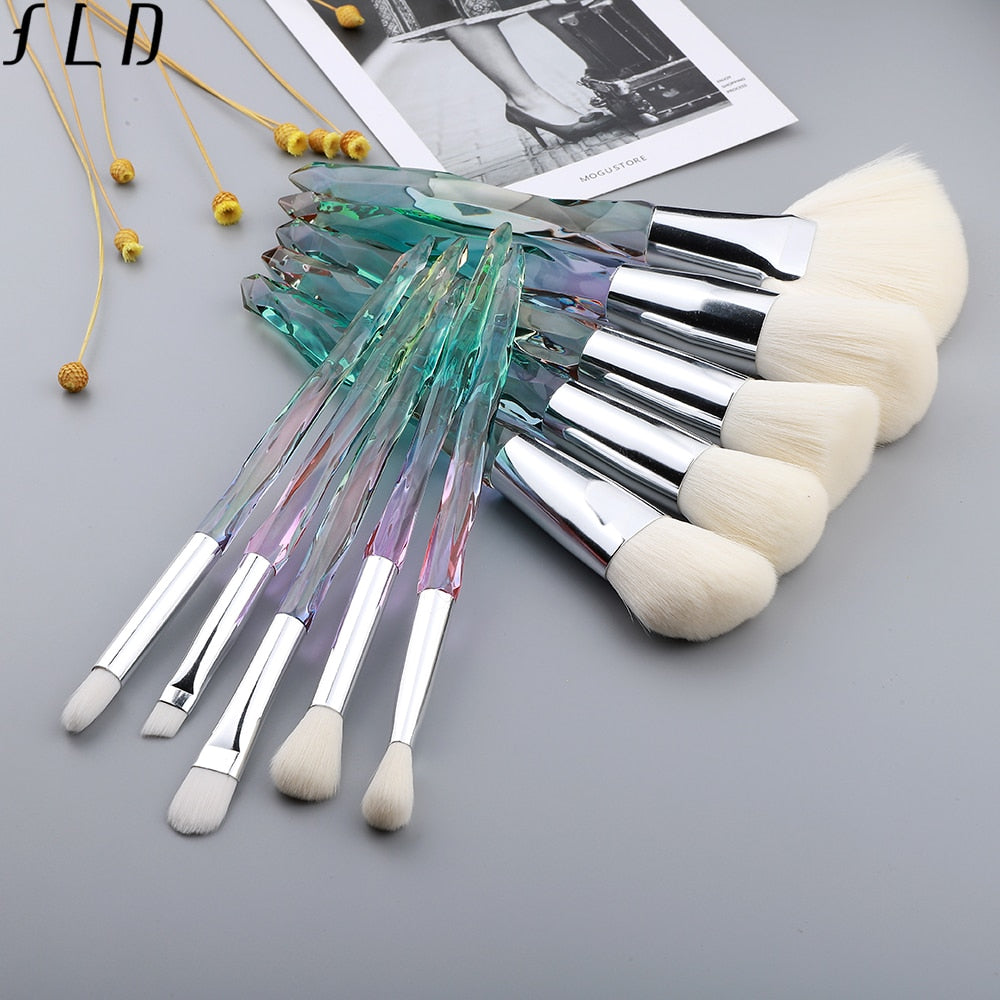 FLD 13/10/5pcs Crystal Makeup Brushes Set Powder Foundation Fan Brush Eye Shadow Eyebrow Professional Blush Makeup Brush Tools