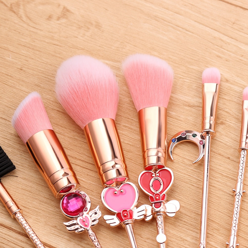 Anime Cosplay Cosmetic Brush Makeup Brushes Set 8pcs Tools kit Eye Liner Shader Foundation Powder Natural-Synthetic Pink Hair