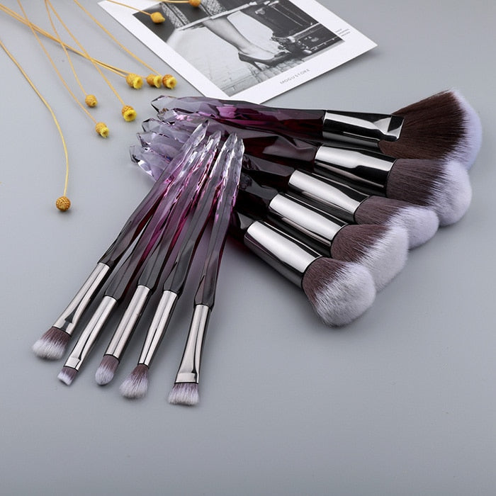 FLD 13/10/5pcs Crystal Makeup Brushes Set Powder Foundation Fan Brush Eye Shadow Eyebrow Professional Blush Makeup Brush Tools