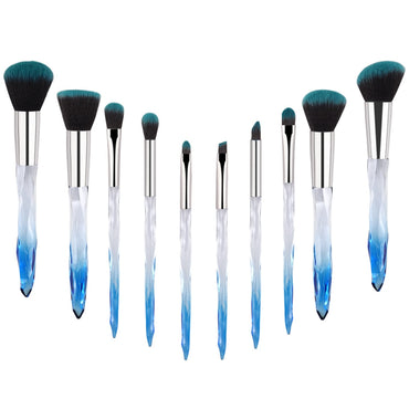 10pcs Makeup Brush Soft Type Cosmetic Face Powder Foundation Brushes Synthetic Hair Crystal Handle High Quality gift Makeup set