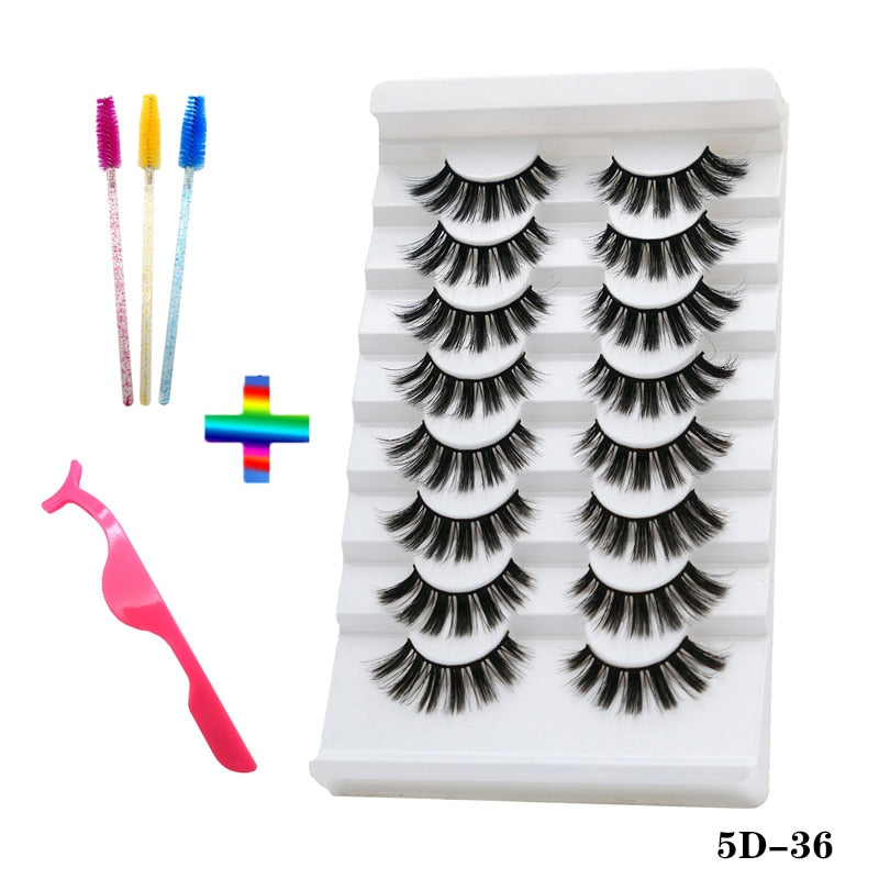 8 pairs of handmade mink eyelashes 5D eyelashes thick multilayer soft eyelashes natural eyelash extension extension makeup