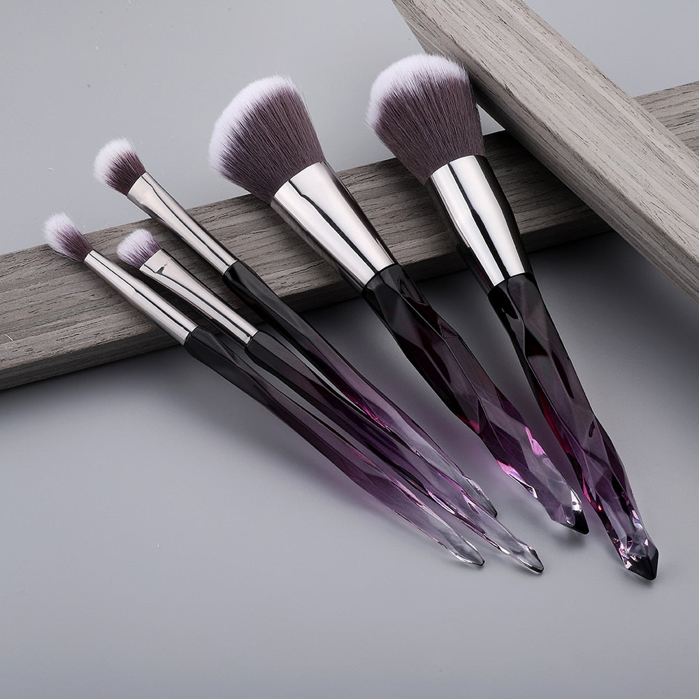 FLD 13/10/5pcs Crystal Makeup Brushes Set Powder Foundation Fan Brush Eye Shadow Eyebrow Professional Blush Makeup Brush Tools