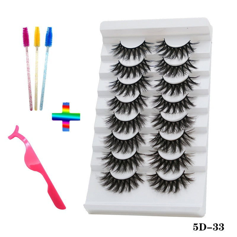 8 pairs of handmade mink eyelashes 5D eyelashes thick multilayer soft eyelashes natural eyelash extension extension makeup