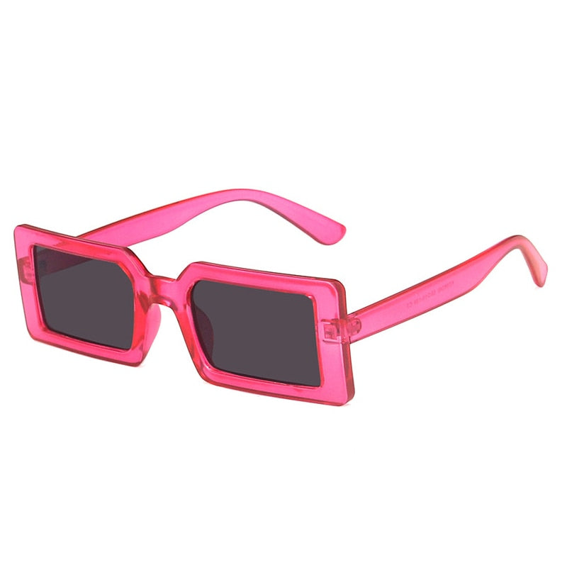 SHAUNA Ins Popular Retro Fluorescent Green Rectangle Sunglasses UV400