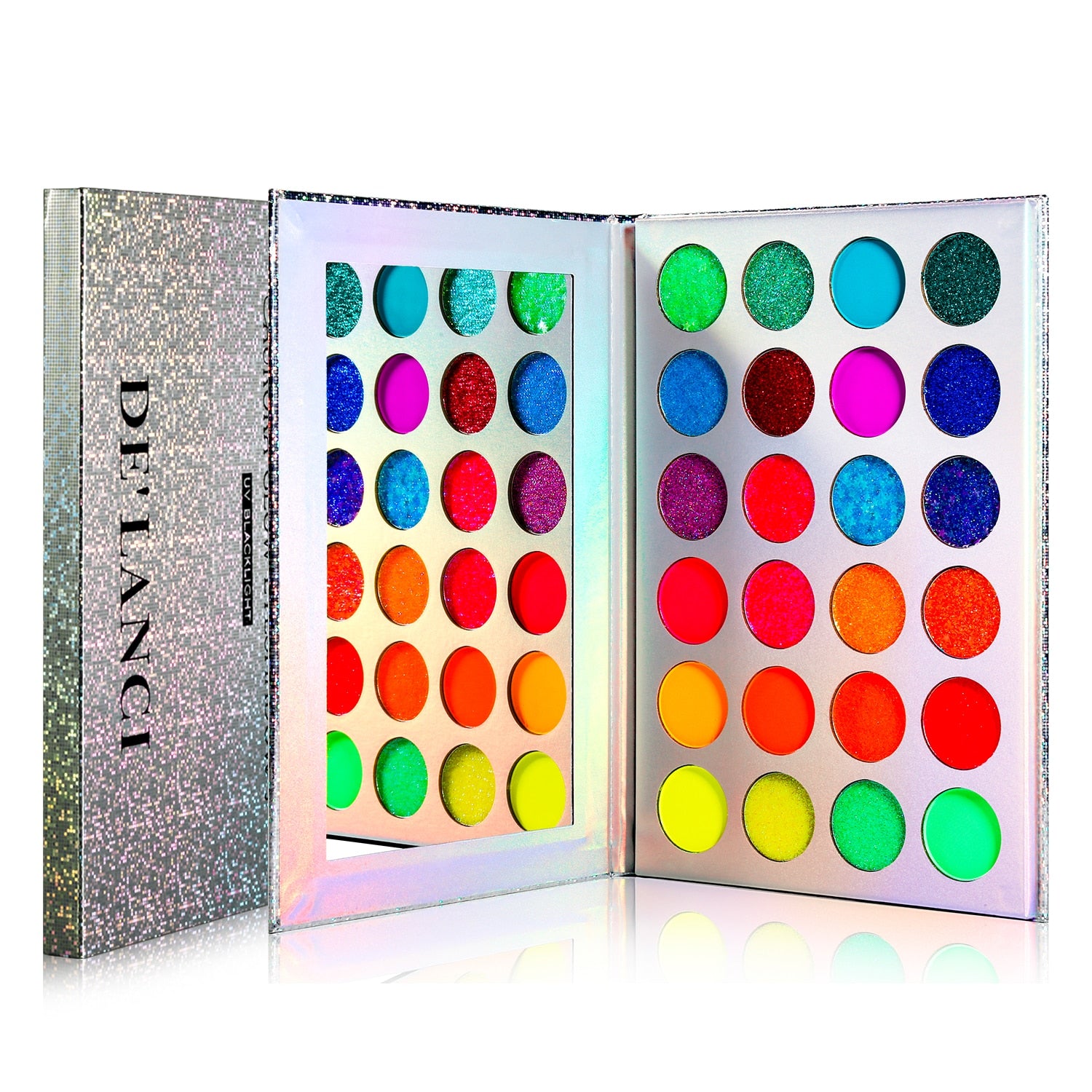 Aurora Glow Eyeshadow Pallet Stage Clubbing Neon Makeup Kit in Blacklight UV Glow in Dark Fluorescent Eye Shadows Red