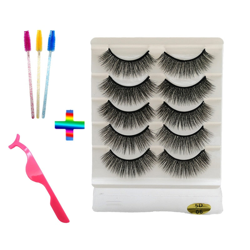 8 pairs of handmade mink eyelashes 5D eyelashes thick multilayer soft eyelashes natural eyelash extension extension makeup