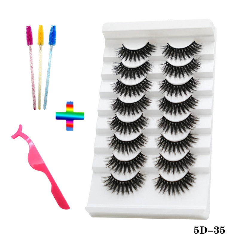 8 pairs of handmade mink eyelashes 5D eyelashes thick multilayer soft eyelashes natural eyelash extension extension makeup