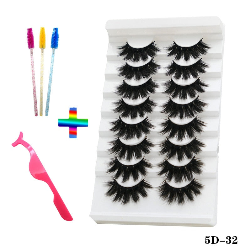 8 pairs of handmade mink eyelashes 5D eyelashes thick multilayer soft eyelashes natural eyelash extension extension makeup