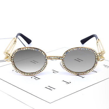 Colorful Small Round Rhinestone Sunglasses Women Steampunk Diamond Sun Glasses Classic Eyeglasses Men Clear Lens Vintage Shades