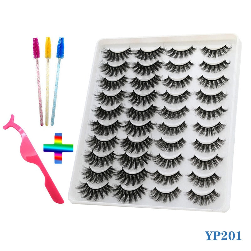 10/20 Pairs of Handmade False Eyelashes Naturally Soft Eyelashes Enlarged Eyes 3D Mink Eyelash Brush Makeup Eyelash Tool