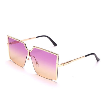 Oversized Square Sunglasses Women Men Luxury Brand Vintage Alloy Frame Sun Glasses Clear Lens One Piece Rimless Eyewear Shade