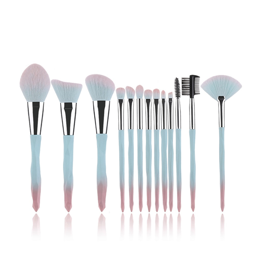 FLD 13/10/5pcs Crystal Makeup Brushes Set Powder Foundation Fan Brush Eye Shadow Eyebrow Professional Blush Makeup Brush Tools