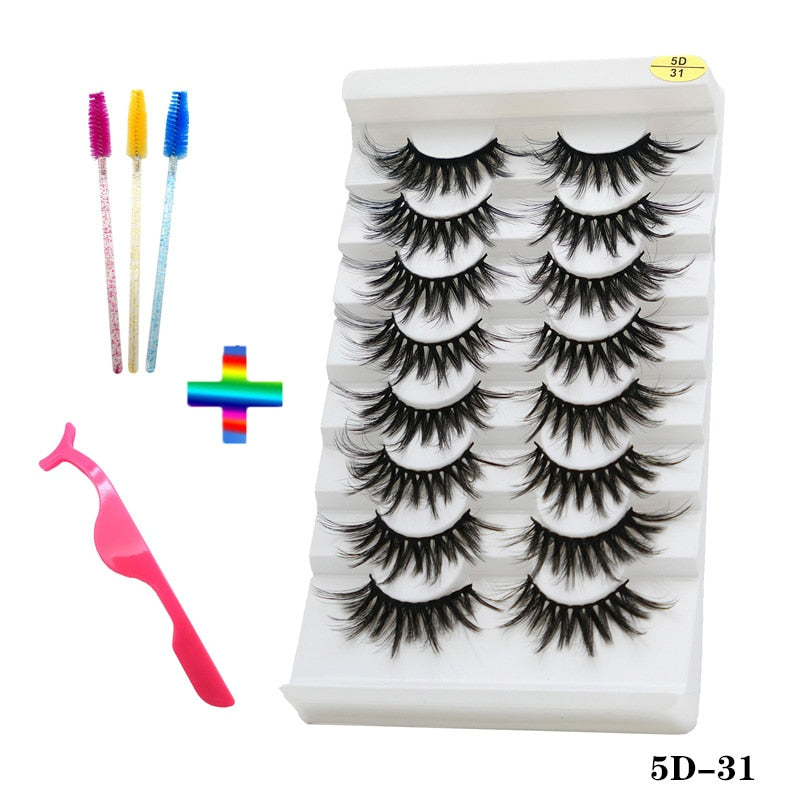 8 pairs of handmade mink eyelashes 5D eyelashes thick multilayer soft eyelashes natural eyelash extension extension makeup