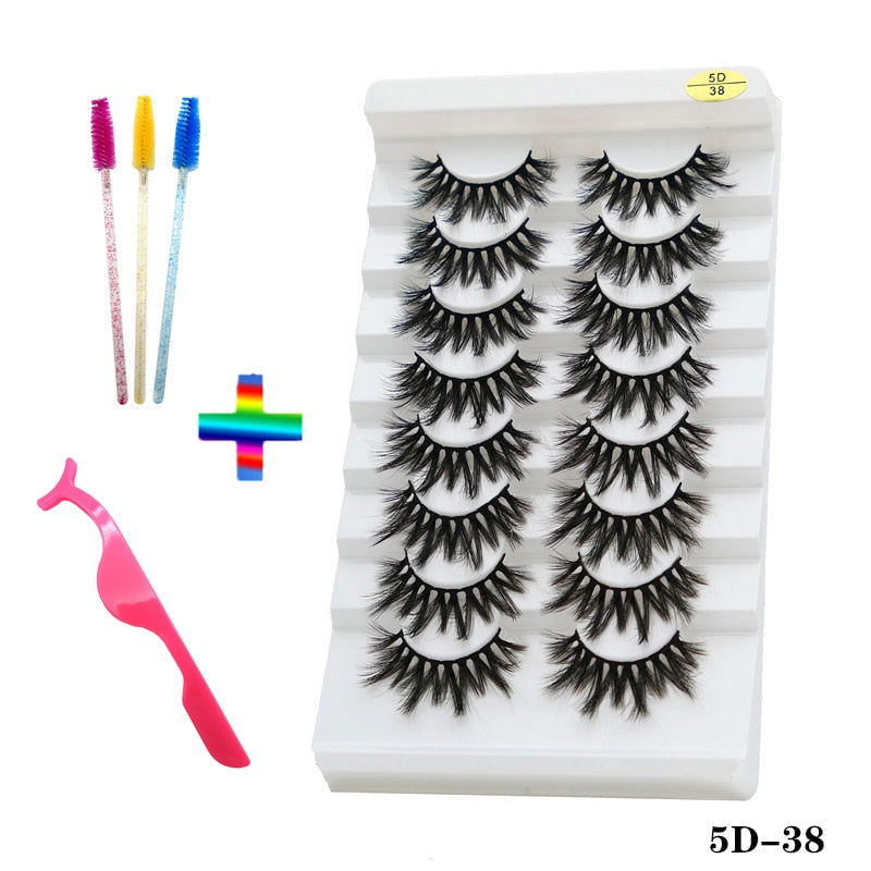 8 pairs of handmade mink eyelashes 5D eyelashes thick multilayer soft eyelashes natural eyelash extension extension makeup