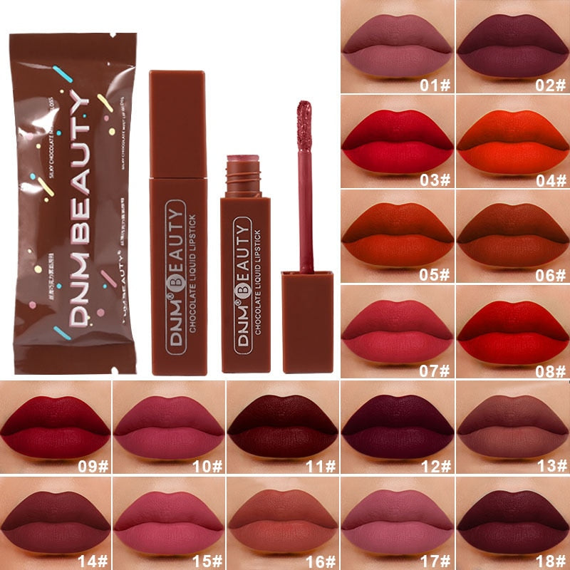 Lip Stick Long Lasting Chocolate Lip Gloss Matte Lip Glaze Cream Liquid Lipstick Makeup Beauty Non-stick Cup Waterproof Cosmetic