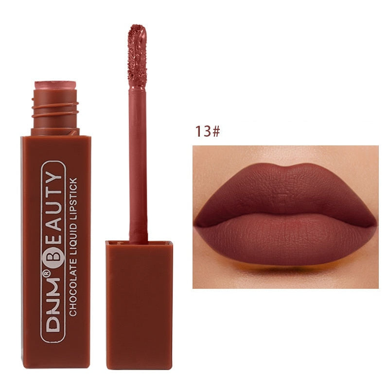 Lip Stick Long Lasting Chocolate Lip Gloss Matte Lip Glaze Cream Liquid Lipstick Makeup Beauty Non-stick Cup Waterproof Cosmetic