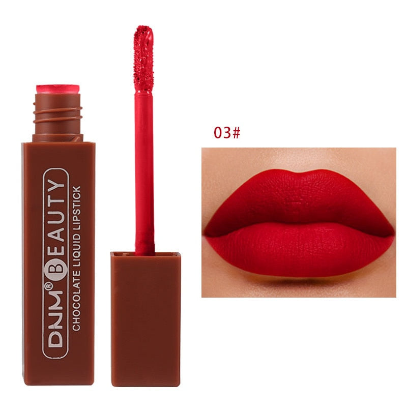 Lip Stick Long Lasting Chocolate Lip Gloss Matte Lip Glaze Cream Liquid Lipstick Makeup Beauty Non-stick Cup Waterproof Cosmetic