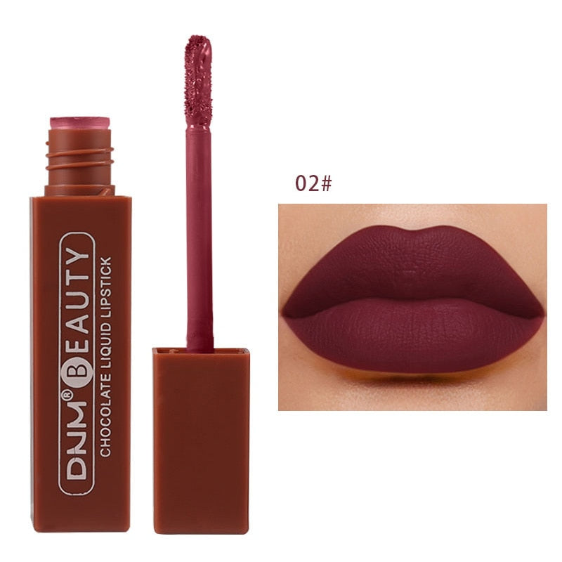 Lip Stick Long Lasting Chocolate Lip Gloss Matte Lip Glaze Cream Liquid Lipstick Makeup Beauty Non-stick Cup Waterproof Cosmetic