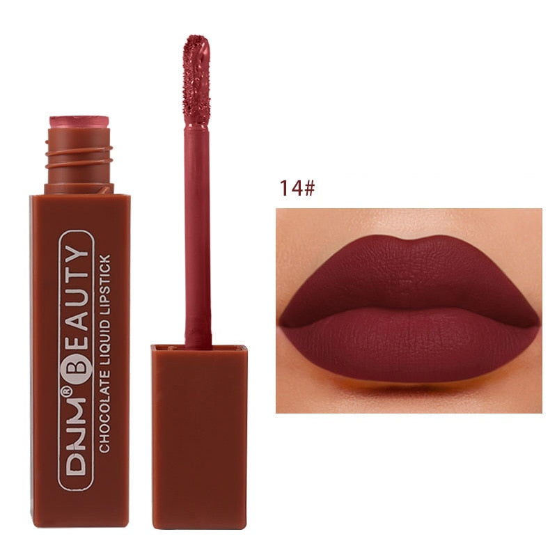 Lip Stick Long Lasting Chocolate Lip Gloss Matte Lip Glaze Cream Liquid Lipstick Makeup Beauty Non-stick Cup Waterproof Cosmetic