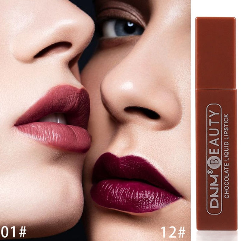 Lip Stick Long Lasting Chocolate Lip Gloss Matte Lip Glaze Cream Liquid Lipstick Makeup Beauty Non-stick Cup Waterproof Cosmetic