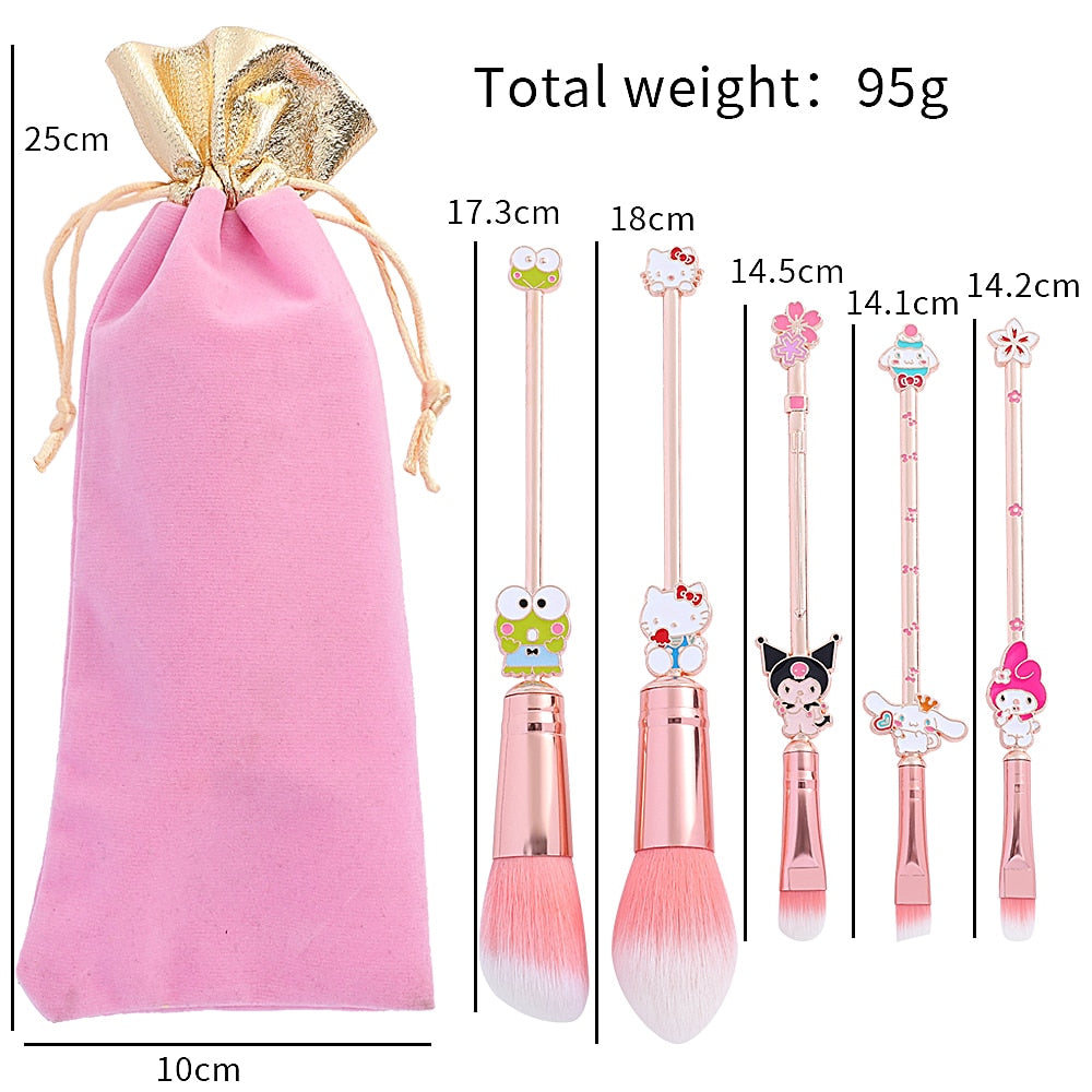 Sanrio Makeup Brush Set Anime Hello Kitty Kuromi Melod Blush Eyebrow Lip Eye Shadow Brush Beauty Tool Girls Facial Tools Gift