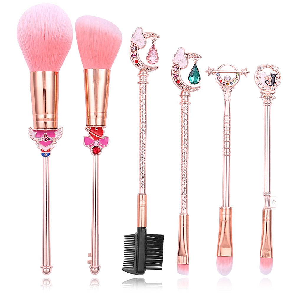 Sailor Moon Wand Makeup Brushes Set Cosplay Anime Figure Tsukino Usagi Prop Women Foundation Blush Eyeshadow Makeup Brushes