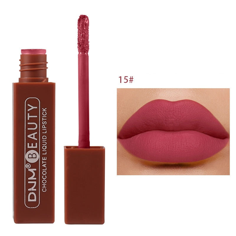 Lip Stick Long Lasting Chocolate Lip Gloss Matte Lip Glaze Cream Liquid Lipstick Makeup Beauty Non-stick Cup Waterproof Cosmetic