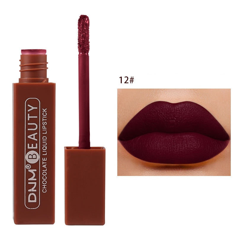 Lip Stick Long Lasting Chocolate Lip Gloss Matte Lip Glaze Cream Liquid Lipstick Makeup Beauty Non-stick Cup Waterproof Cosmetic